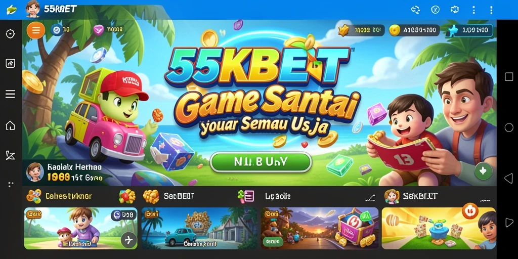 Tampilan gameplay seru dan penuh warna di 55KBET.