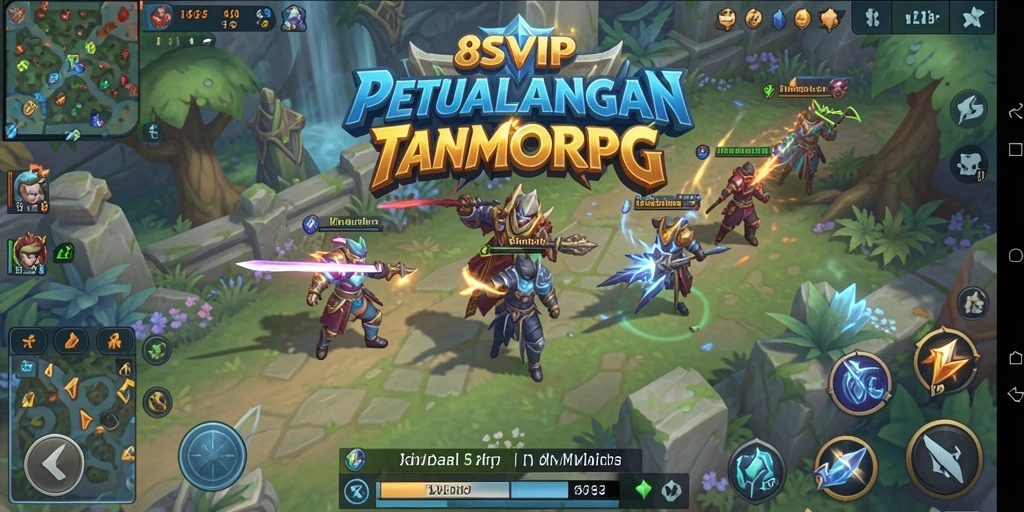 Screenshot gameplay 8SVIP dengan pertarungan karakter MMORPG.