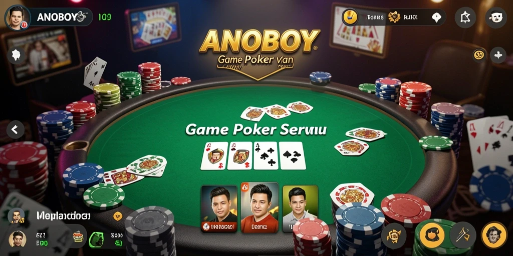 Tampilan gameplay Poker yang menarik dan mendebarkan di ANOBOY.