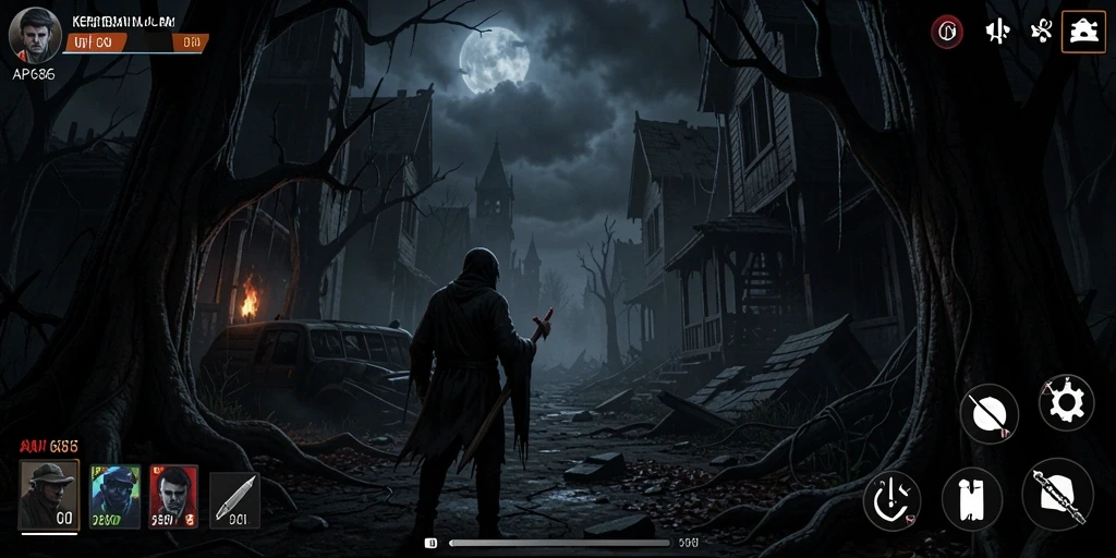 Screenshot menunjukkan suasana mencekam dalam game Horror dengan efek suara yang menyeramkan.