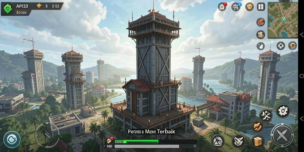 Menampilkan aksi seru dalam permainan Tower Defense API33.