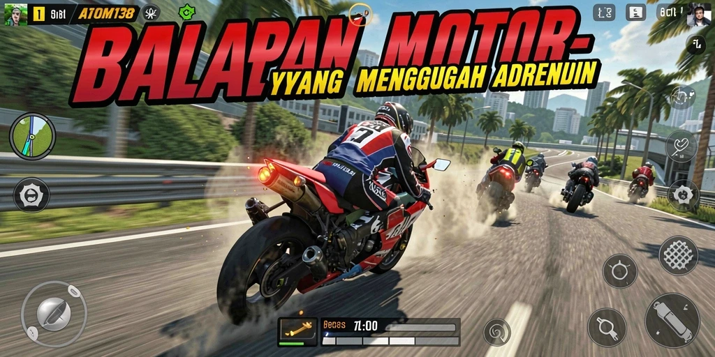 Gameplay seru dalam balapan motor di ATOM138.