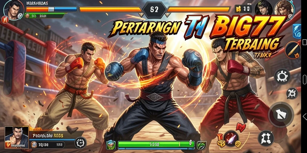 Screenshot gameplay BIG77 menampilkan pertarungan epik dan karakter dinamis.