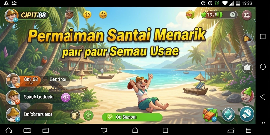 Screenshot gameplay menunjukkan dunia cerah dalam CIPIT88.