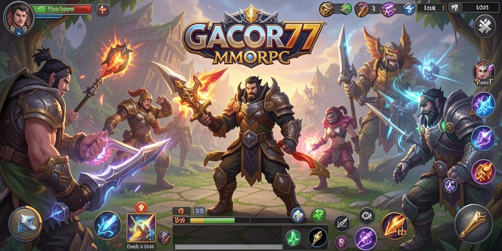 Tampilan screenshot GACOR77 menunjukkan aksi klimaks dalam pertempuran MMORPG.