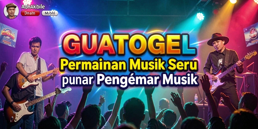 Tampilan utama GUATOGEL dengan berbagai lagu dan mode permainan musik.