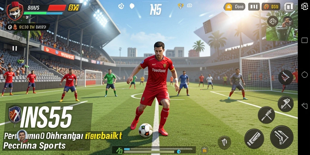 Tangkapan layar menunjukkan gameplay intens dengan aksi olahraga seru.
