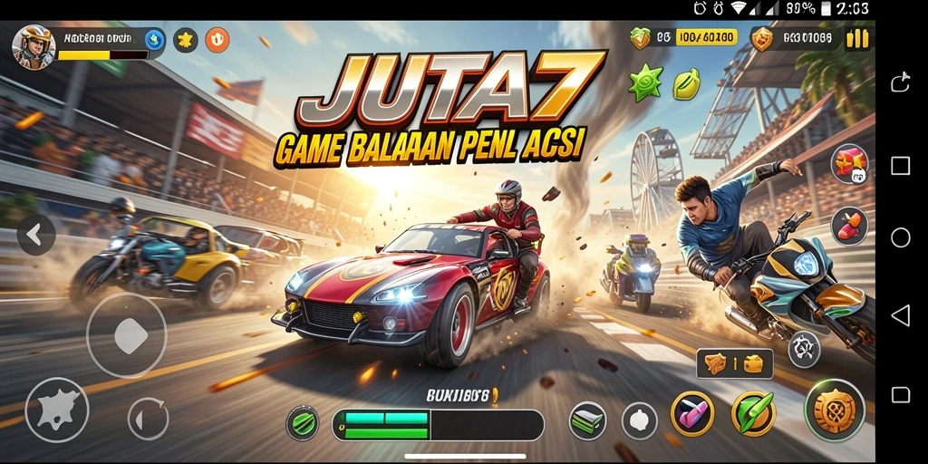 Gameplay Racing JUTA7 yang mendebarkan dan penuh aksi.