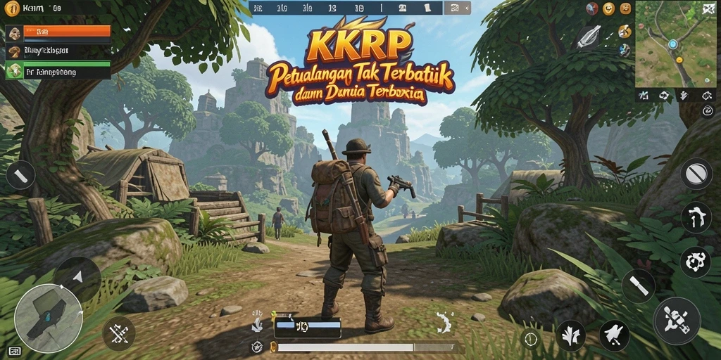 Screenshot gameplay KKRP menampilkan eksplorasi dunia terbuka yang menakjubkan.