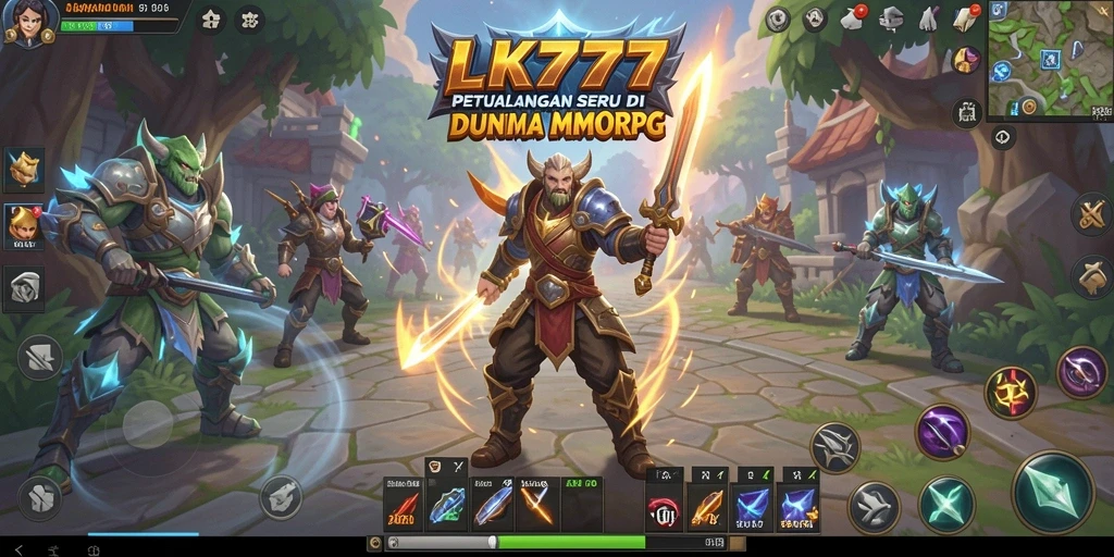 Tangkapan layar gameplay LK777 menampilkan pertempuran epik dalam lingkungan MMORPG.