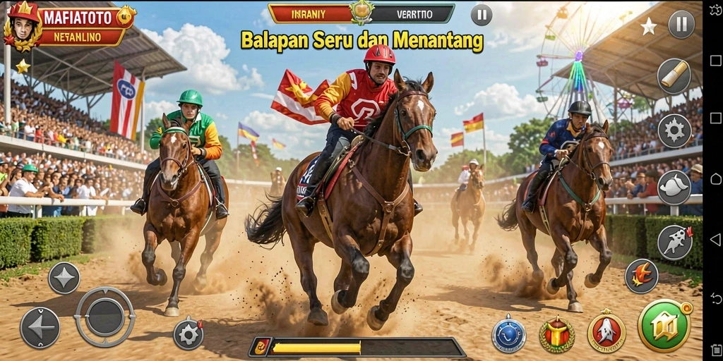 Screenshot gameplay MAFIATOTO menampilkan aksi balap yang mendebarkan.