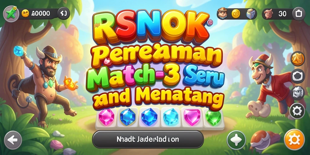 Screenshot gameplay RSNOK menampilkan aksi mencocokkan permata yang seru.